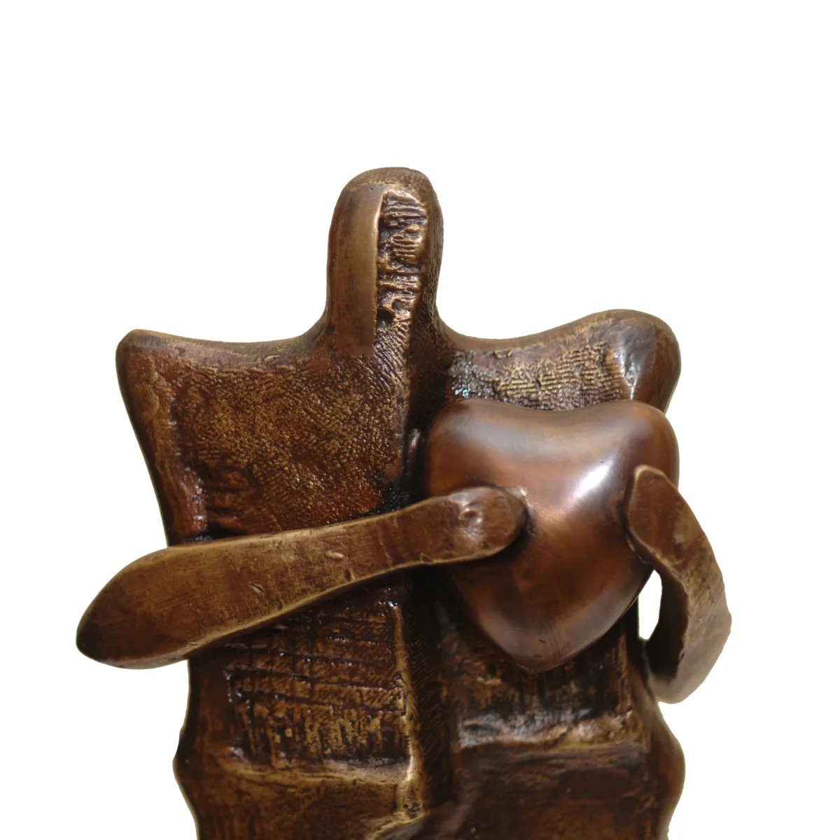 Bronze B8, 2009–2010. Bronze. Bronze of a seated figure merged with a rounded, rock-like form, on a wooden base.